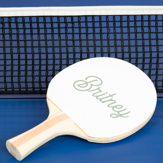 Modern Sage Green Personalised Monogram and Name  Ping Pong Paddle (Insitu)
