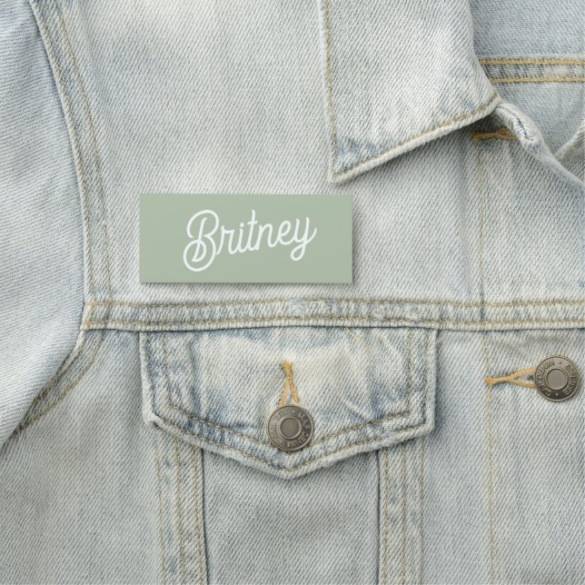Modern Sage Green Personalised Monogram and Name  Tag (In Situ)