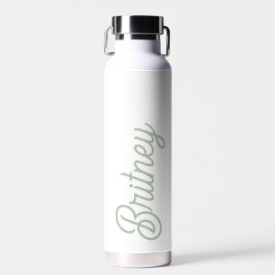 Modern Sage Green Personalised Monogram and Name Water Bottle
