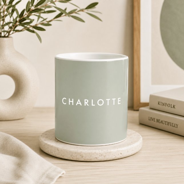 Modern Sage Green Personalised Name Mug (Creator Uploaded)