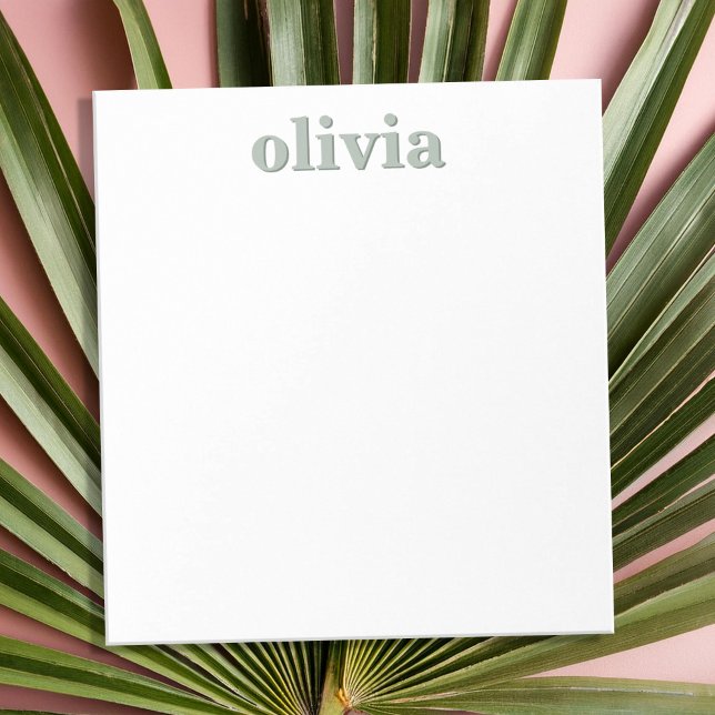 Modern Sage Green Personalised Name Notepad (Creator Uploaded)