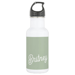 Modern Sage Green Personalized Monogram and Name 532 Ml Water Bottle