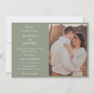 Modern Sage Green Photo Wedding Invitation