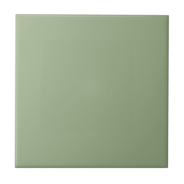 Modern Sage Green Plain Solid Colour Tile (Front)