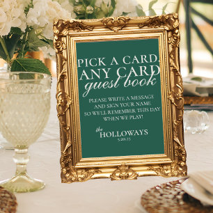 Modern Sage Green Playing Card Wedding Guest Book