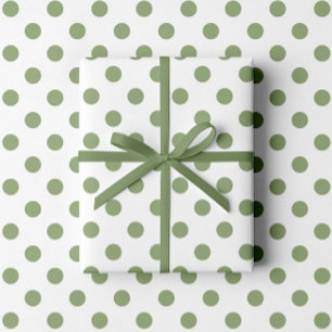 Modern Sage Green Polka Dots Pattern Wrapping Paper