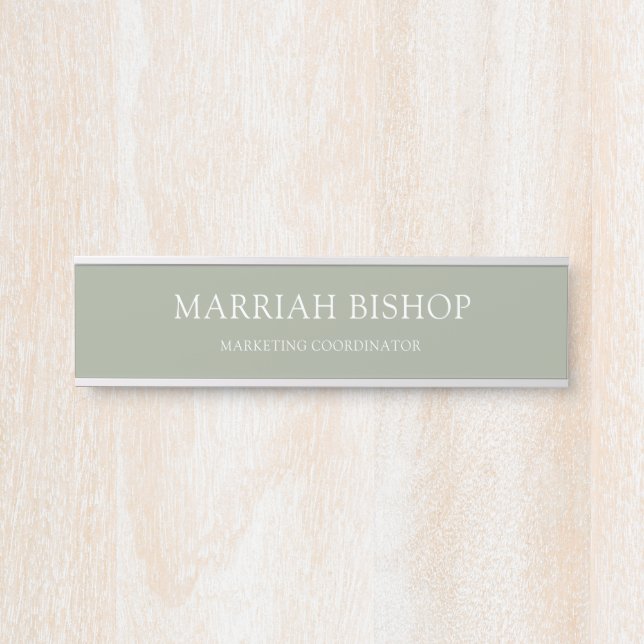 Modern Sage Green Professional Business Door Sign (Front)