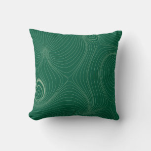Modern Sage Green Psychedelic Topographic Line Art Cushion