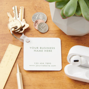 Modern Sage Green QR Code Business Promotional Key Ring