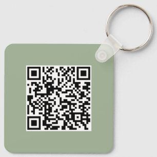 Modern Sage Green QR Code Business Promotional Key Ring