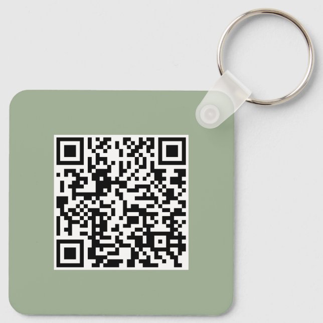 Modern Sage Green QR Code Business Promotional Key Ring (Back)