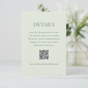 Modern Sage Green QR Code Elegant Wedding Enclosure Card