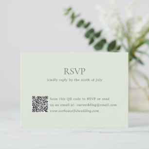 Modern Sage Green QR Code Elegant Wedding RSVP Card