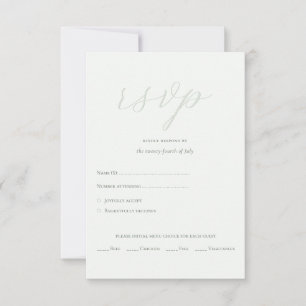 Modern Sage Green QR Code Initials Wedding RSVP Card