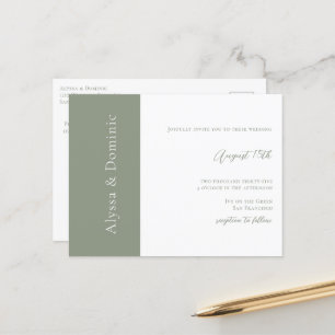 Modern Sage Green QR Code RSVP Online Wedding Postcard