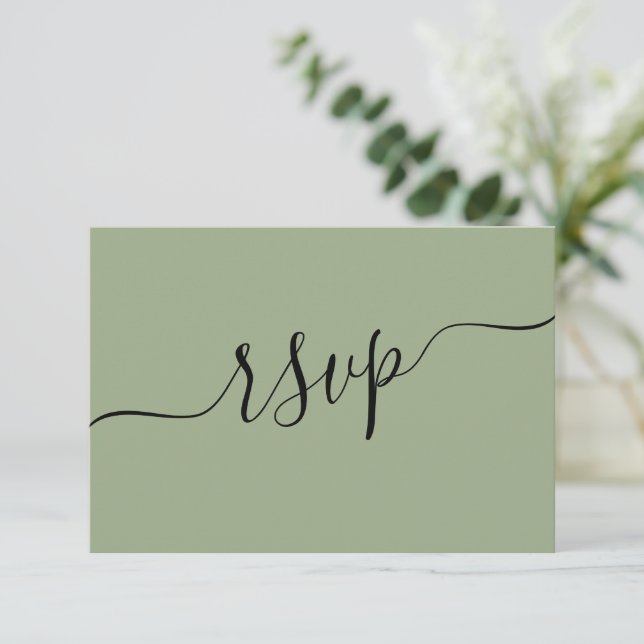 Modern Sage Green QR Code Wedding RSVP Card (Standing Front)