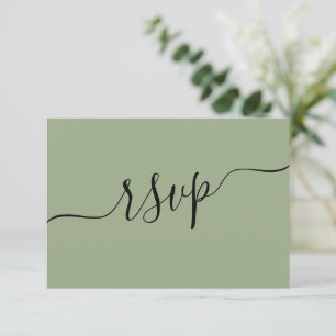 Modern Sage Green QR Code Wedding RSVP Card