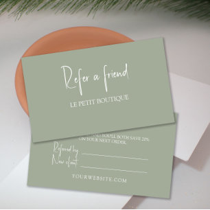Modern Sage Green Refer a Friend Card