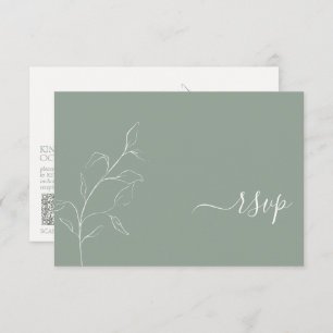 Modern Sage Green Script Botanical QR Code RSVP