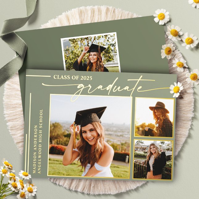 Modern Sage Green Script Graduate Photo Graduation (Creator Uploaded)