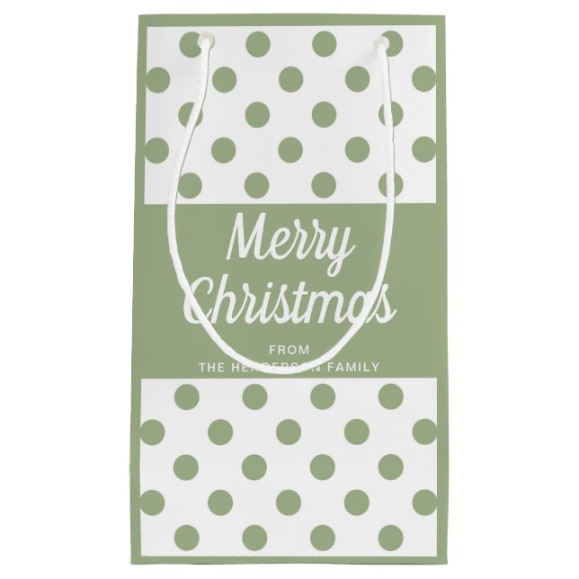 Modern Sage Green Script Merry Christmas Small Gift Bag (Front)