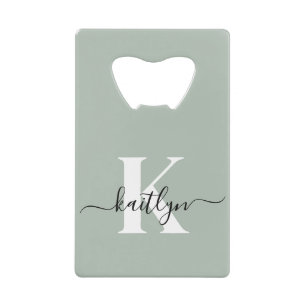 Modern Sage Green Script Monogram