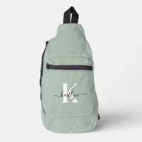 Modern Sage Green Script Monogram