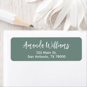 Modern Sage Green Script Return Address