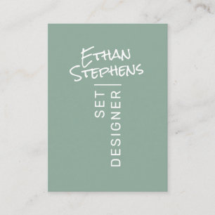 Modern Sage Green Simple Hand Lettered Minimalist Business Card