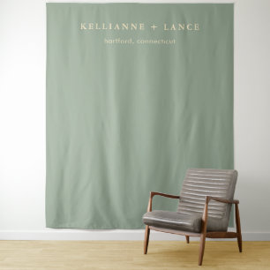Modern Sage Green Simple Wedding Backdrop Tapestry
