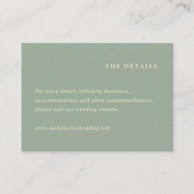 Modern Sage Green Simple Wedding Enclosure Card (Front)