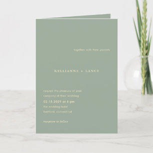 Modern Sage Green Simple Wedding Invitation