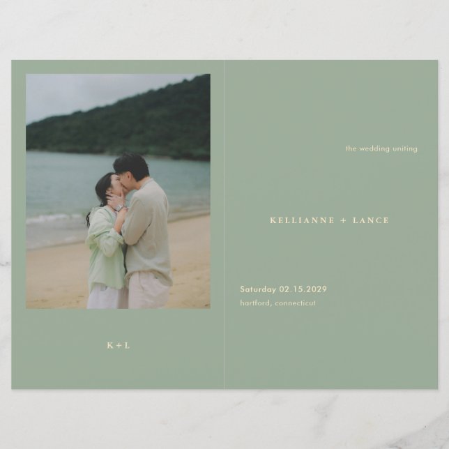 Modern Sage Green Simple Wedding Program (Front)