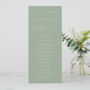 Modern Sage Green Simple Wedding Programme