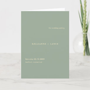 Modern Sage Green Simple Wedding Programme