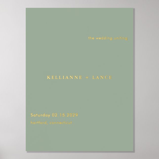 Modern Sage Green Simple Wedding Welcome Sign (Front)