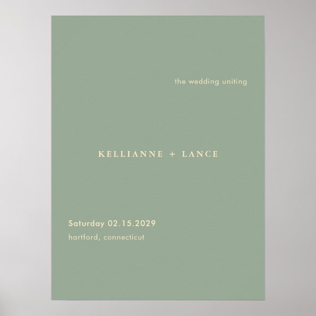 Modern Sage Green Simple Wedding Welcome Sign (Front)