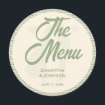 Modern Sage Green Stripe Wedding Dinner Menu Card<br><div class="desc">Elevate your reception tables with this modern sage green stripe wedding dinner menu card. The sleek stripe design adds a chic and contemporary touch, perfect for modern, minimalist, or nature-inspired weddings. Fully customizable with your menu items, names, and wedding date, this elegant card creates a cohesive and stylish look for...</div>