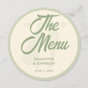 Modern Sage Green Stripe Wedding Dinner Menu Card