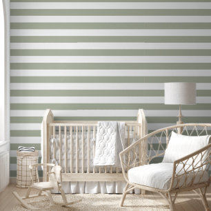 Modern Sage Green Stripes Wallpaper