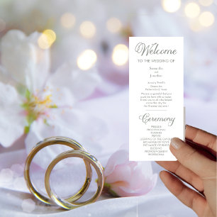 Modern Sage Green Text on Simple White Wedding Programme