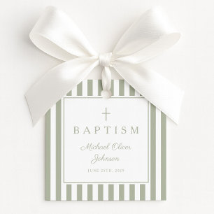 Modern Sage Green Thank You Baptism Favour Tags