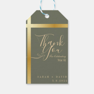 Modern Sage Green Thank You Calligraphy Wedding  Gift Tags