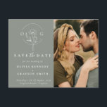 Modern Sage Green Two Photo Save the Date  Announcement Postcard<br><div class="desc">Modern Sage Green Two Photo Save the Date Announcement Postcard - featuring two of your favourite photos. Elegant, modern invitation also features the Bride and Groom's Monogram. Our template makes it so easy for you to customise your Save the Date. Background can easily be changed to coordinate with your wedding...</div>