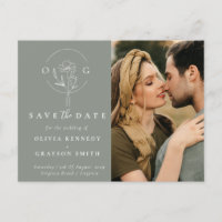 Modern Sage Green Two Photo Save the Date