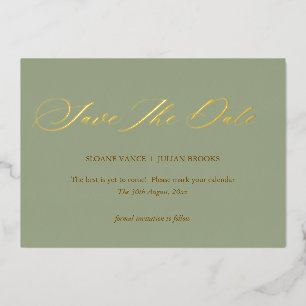 Modern Sage Green Typographic Save The Date