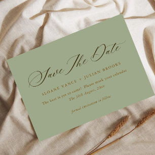 Modern Sage Green Typography Save the Date Card