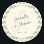 Modern Sage Green Wavy Stripe Wedding Classic Round Sticker<br><div class="desc">Add a chic finishing touch to your wedding invitations, favor bags, or thank you cards with this modern sage green wavy stripe classic round sticker. The elegant flowing stripe design complements modern, minimalist, and nature-inspired wedding themes, making your stationery and favors look polished and coordinated. Fully customizable with names, initials,...</div>