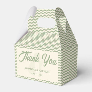 Modern Sage Green Wavy Stripe Wedding Favour Box