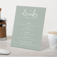 Modern Sage Green Wedding Bar Menu